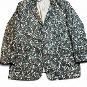 Alan‎ Flusser Blazer Jacket Mens XXL Paisley Floral Sport Coat Blue